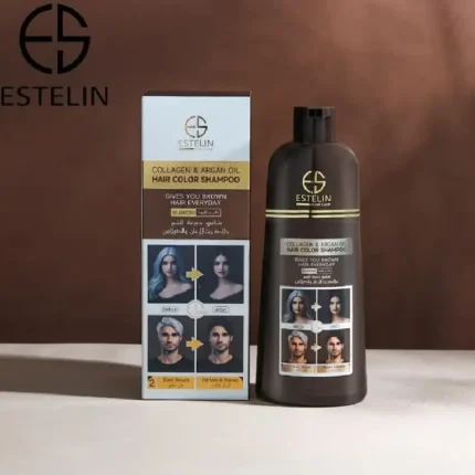 Estelin Hair Color Shampoo Collagen Argan Oil Natural Black & Dark Brown Color