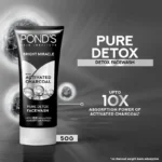 Pond's Pure Detox Face Wash With Bright Miracle Activated Charcoal 50g